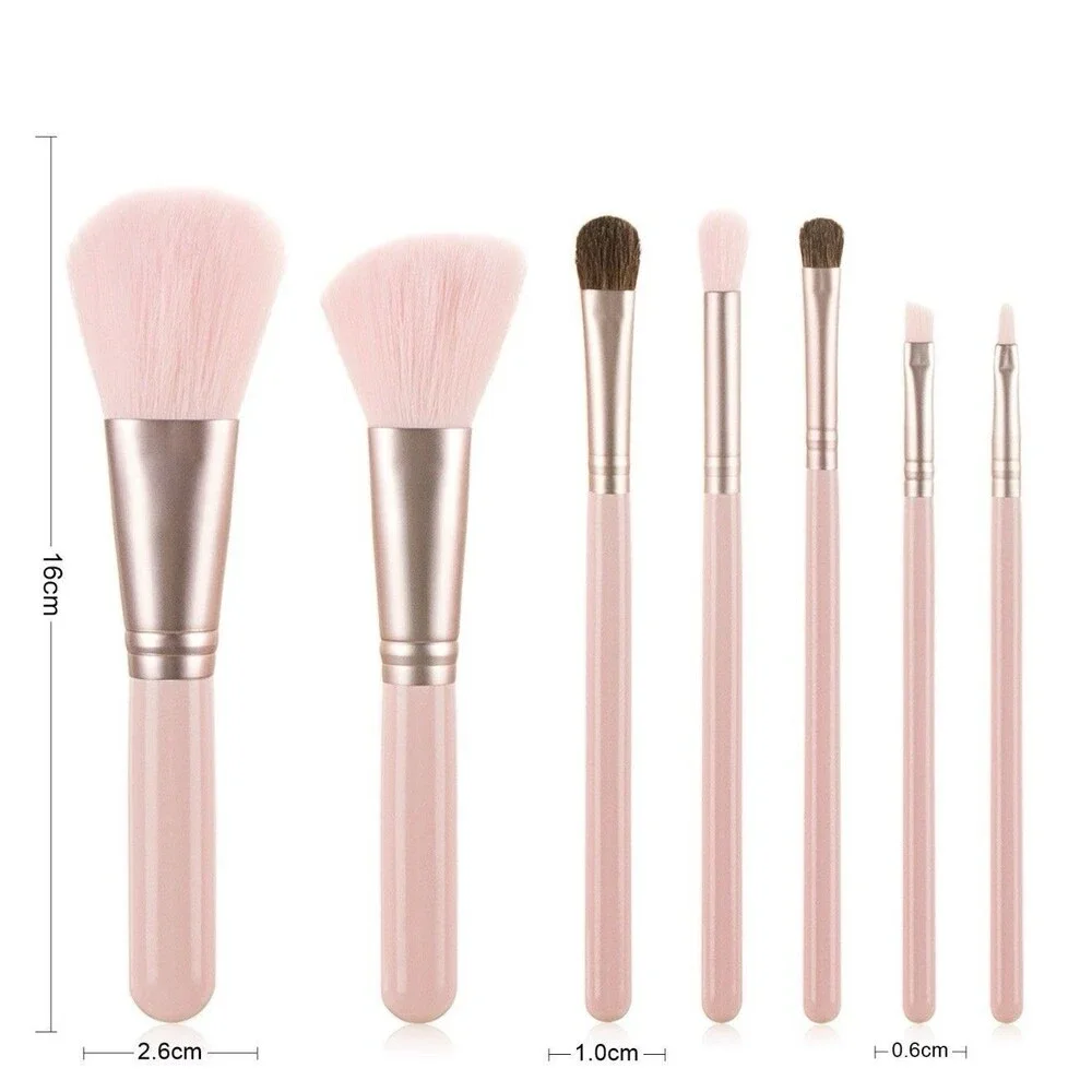 Professional 7-Piece Makeup Brush Set With Travel Case Pastel Pink NEW